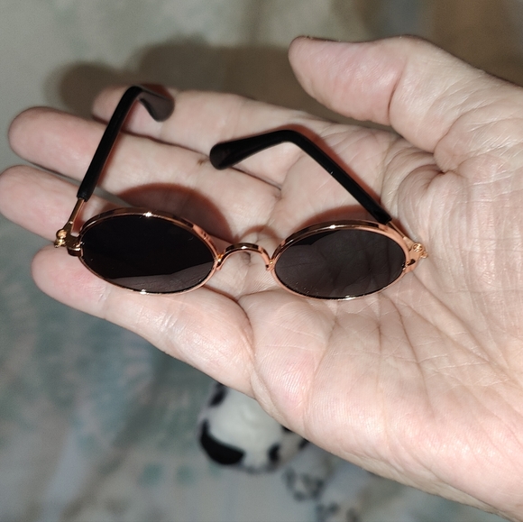 🍄Gold Wireframe Round Retro Cat / Pet Sunglasses - Picture 5 of 6